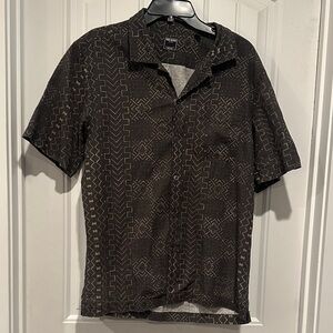 Todd Snyder Black and Brown Geometric Shirt